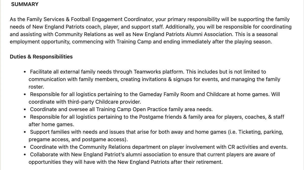 Look at what the Patriots are advertising for. These NFLPA surveys have made an impact across the league.