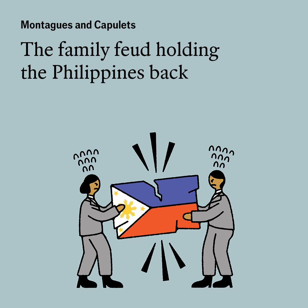 The president and vice-president of the Philippines come from rich, powerful families that have co-operated in the past. But now they are openly feuding—to the point of threatening secession. This matters for three reasons: econ.st/3Qn5RiV Illustration: Lan Truong