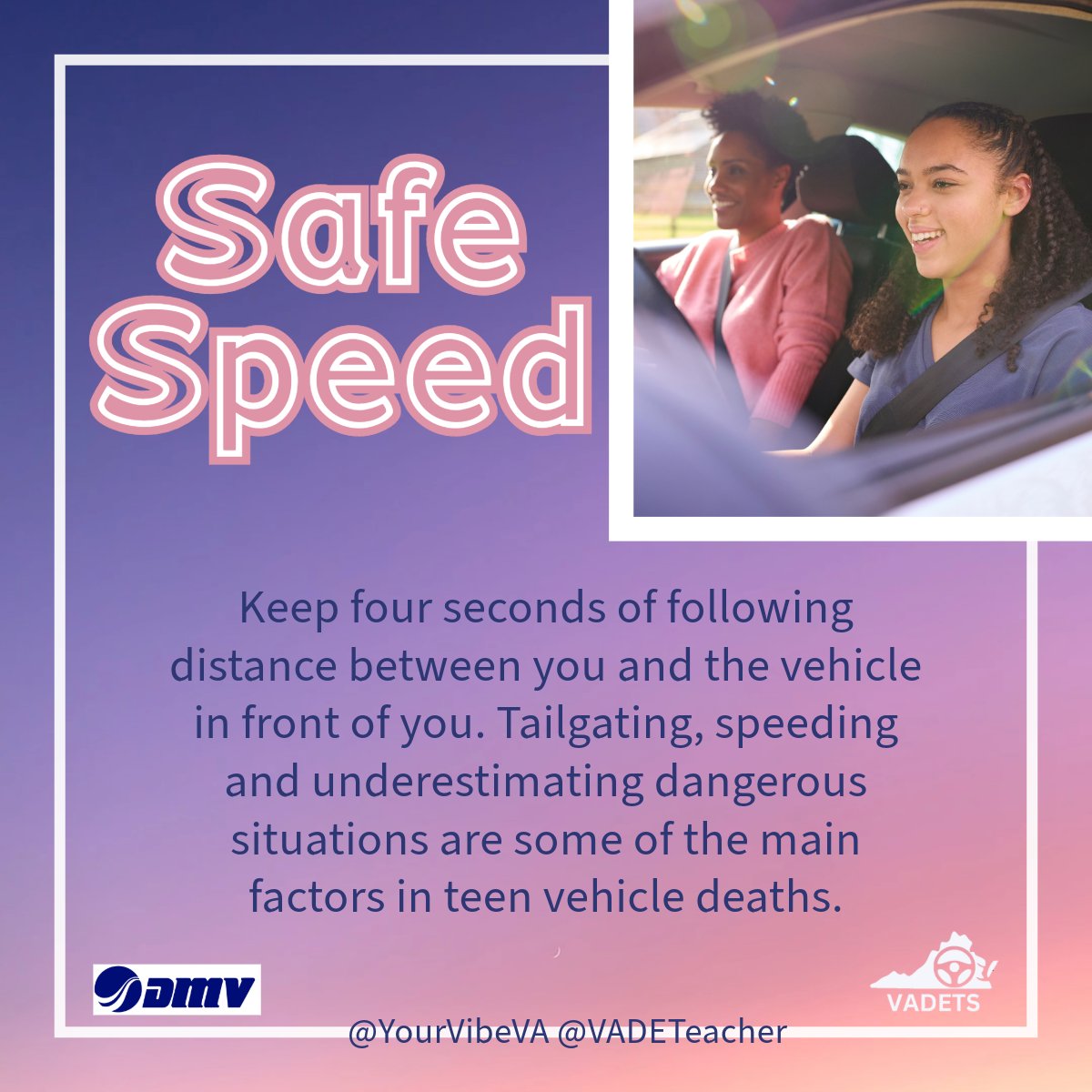 Always maintain a safe speed. 🚗__ __ __ __🚙
Keep four seconds of following distance between you and the vehicle in front of you.
#MySpringVibe #ArriveAlive