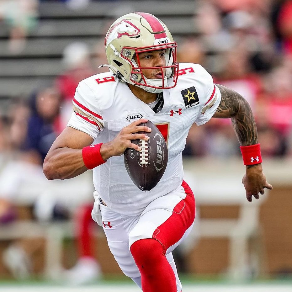 Through five weeks, QB Adrian Martinez leads the #UFL in rushing yards, with 305 - averaging 11.6 YPC. The next closest rusher is Wes Hills (225). What makes this even more impressive is the fact that Adrian has only played 3.5 games. The Lamar Jackson of Spring Football.