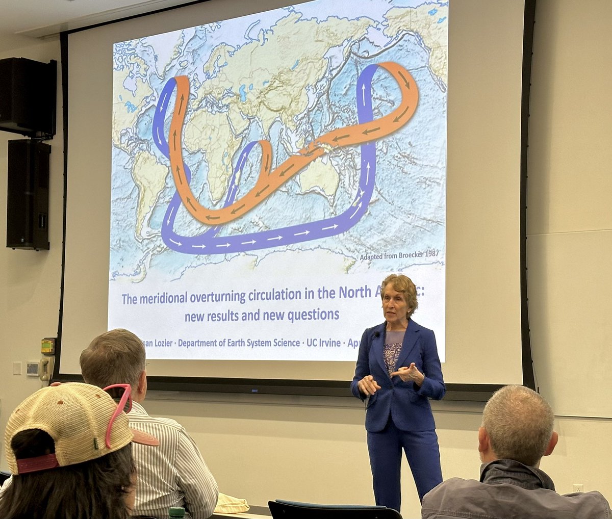 Fascinating talk by Prof. Susan Lozier, Dean of @GTSciences, on meridional overturning circulation in the North Atlantic — A thought-provoking event made possible by the @uciess Reeburgh Endowed Lecture. #oceanography