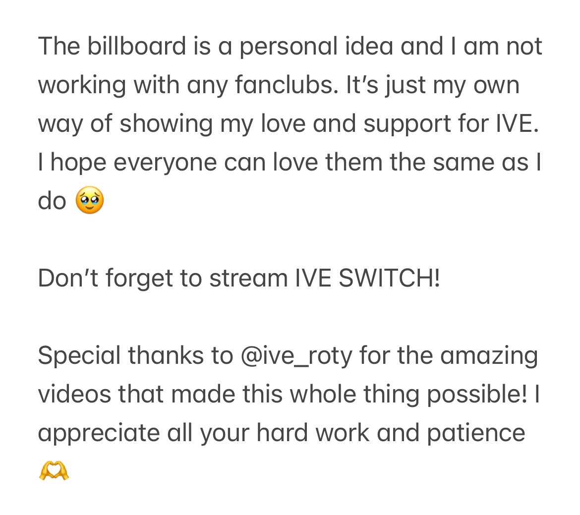 Hello dives 💘 I will be posting two videos promoting IVE SWITCH in Times Square TSX billboard on May 1!

1st Video: 8pm EST
2nd Video: 9pm EST

Please rt & like for more IVE exposure OR come watch it with me ☺️

#IVE #아이브 #IVE_SWITCH #해야 #HEYA #Accendio #아센디오