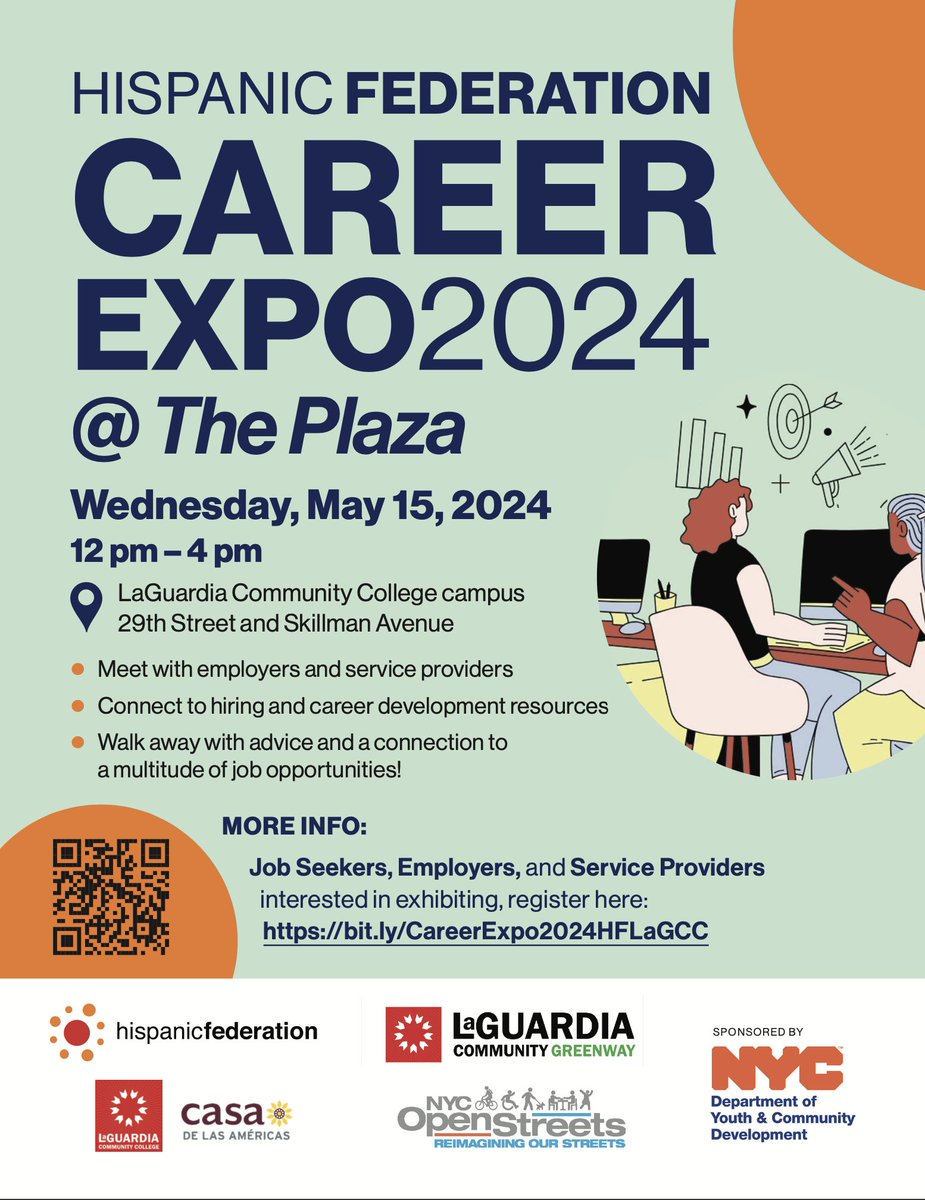 #NYC Join us along with hundreds of employers at our HF 2024 Career Expo at @LaGuardiaCC campus. Together, we are bringing top employers, service providers, & career development resources to match job seekers with companies & orgs ready to hire talented candidates!