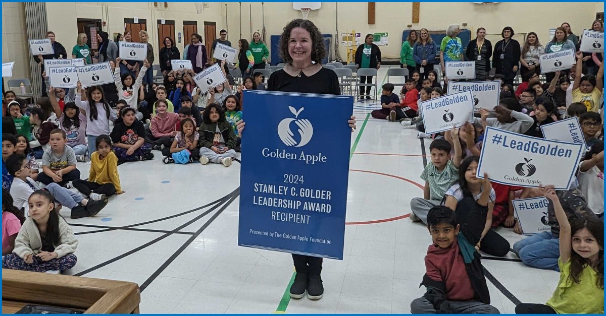 Surprise!! Lisa Bucciarelli-Carlos of Plainfield Elementary School is a 2024 Golden Apple Award for Excellence in Leadership recipient!

#LeadGolden #GoldenApple #GoldenAppleSurpriseVisits2024