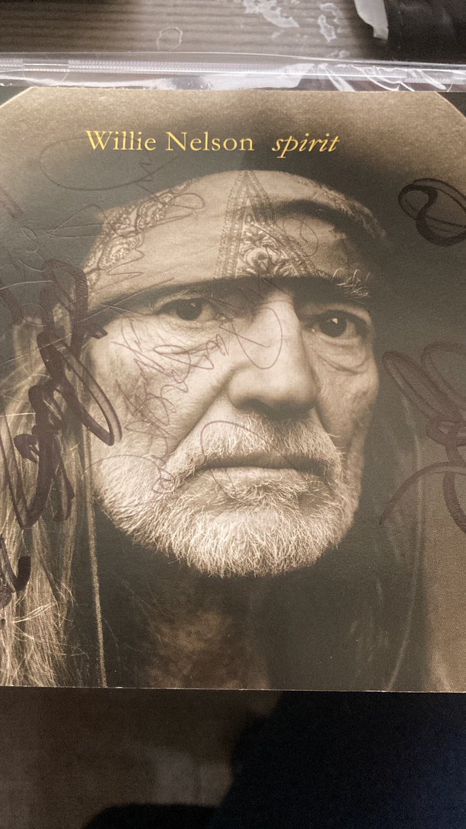 I met Willie Nelson the night after my mom died. He invited me on his bus and we smoked a joint together he then gave me his recent album called Spirit and the whole band signed it Happy birthday Willie you made me so happy when I was feelin blue #WillieNelson