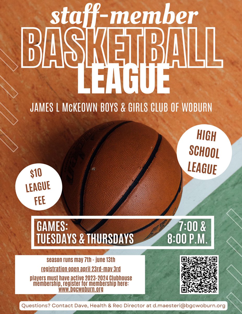 Registration is OPEN for our high school basketball league! High school members from any community are welcome to join us at the Club for this spring league. forms.gle/o2wNuMfW6ek5KR…