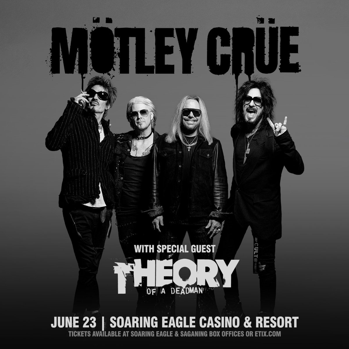 Excited to announce that we'll be opening up for none other than @motleycrue this June at @SoaringEagle777 in Michigan!! Tickets are already on sale, so grab yours and get ready to ROCK 🤘