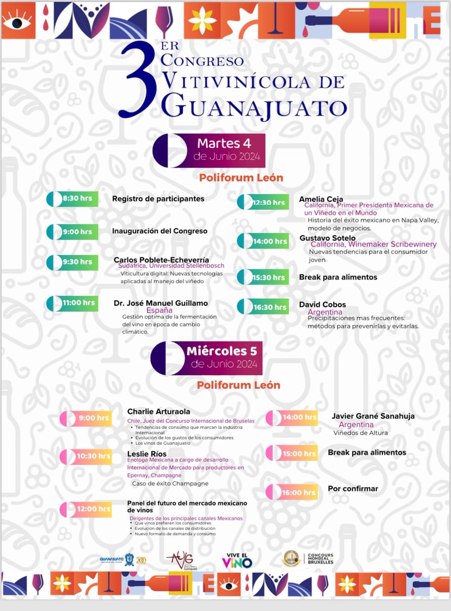 Conoce las ponencias del 3er Congreso Vitivinícola de Guanajuato. Se hablará sobre nuevas tecnologías, tendencias de consumo, cambio climático y más. ¡No te quedes fuera! ➡️ Regístrate aquí: ingresaweb.com/evento/34X82T