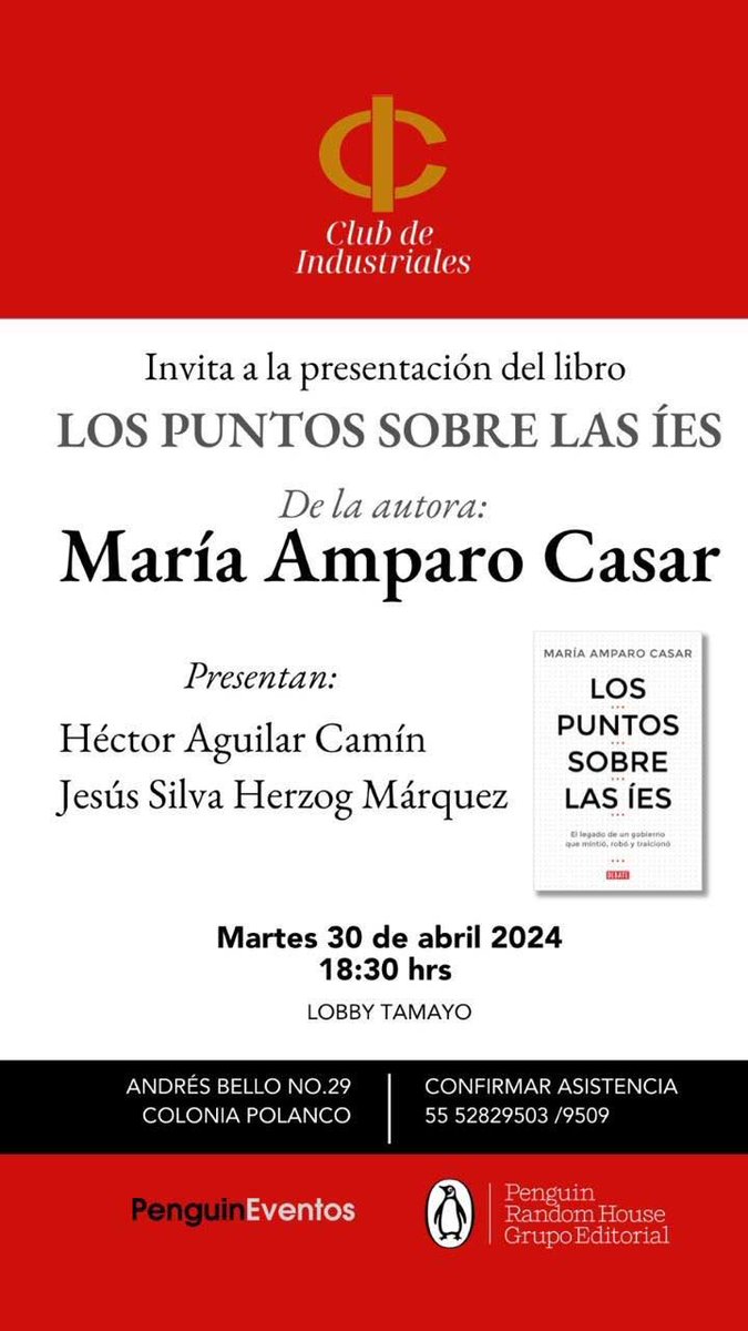 Mañana, martes 30 de abril a las 18:30 horas, presentaré el libro “Los puntos sobre las íes” de @amparocasar, junto a @jshm00, en el Club de Industriales.