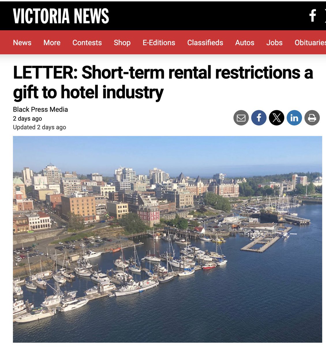 The Hotel Industry Lobby & @bcndp working scandalously together to outlaw legitimate Vacation Rentals by owners. In @Dave_Eby 's own words, he states hotels said they weren't able to make a decision to proceed unless Airbnb competition was eliminated:
bit.ly/3wcxrbU