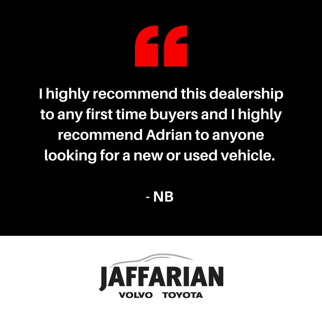 Your happiness means so much to us, thank you for choosing Jaffarian! #carshopping