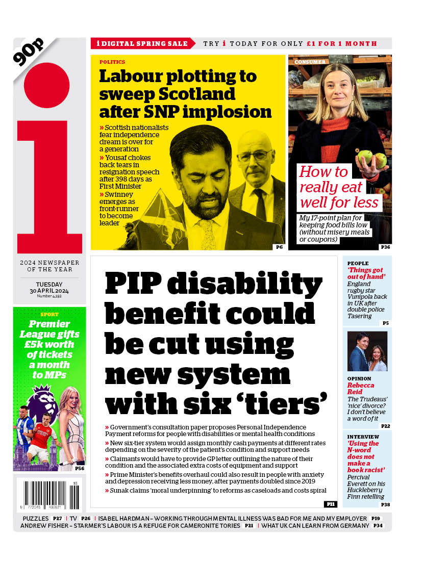 The i: PIP disability benefit could be cut using new system with six ‘tiers’ #TomorrowsPapersToday