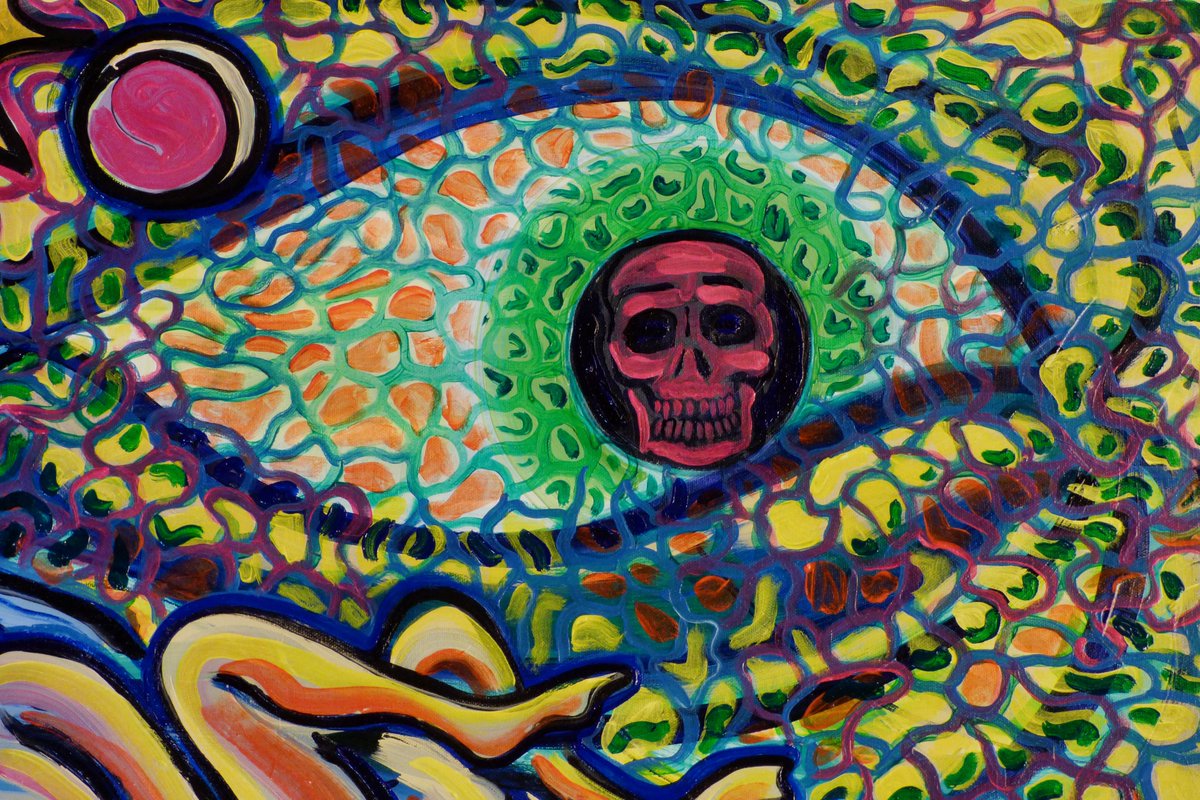 today in studio working on oil painting, omnipersonal telos (necrotogen). psychedelic terminology series. Adam Sturch