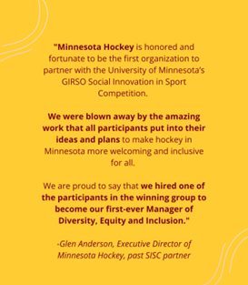 Does your sport organization have a social issue you would like an innovative strategy to address? Click the link or contact me for information! @UMNKinesiology