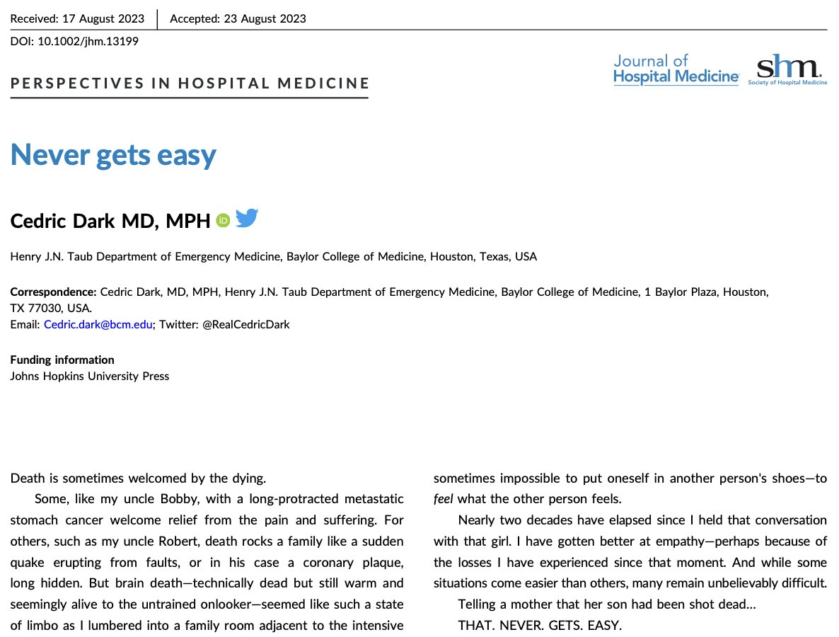 💔 Empathy in medicine matters. @RealCedricDark shares the story of a family's loss and the essential role of compassion in care. 🔗: …mpublications.onlinelibrary.wiley.com/doi/10.1002/jh…