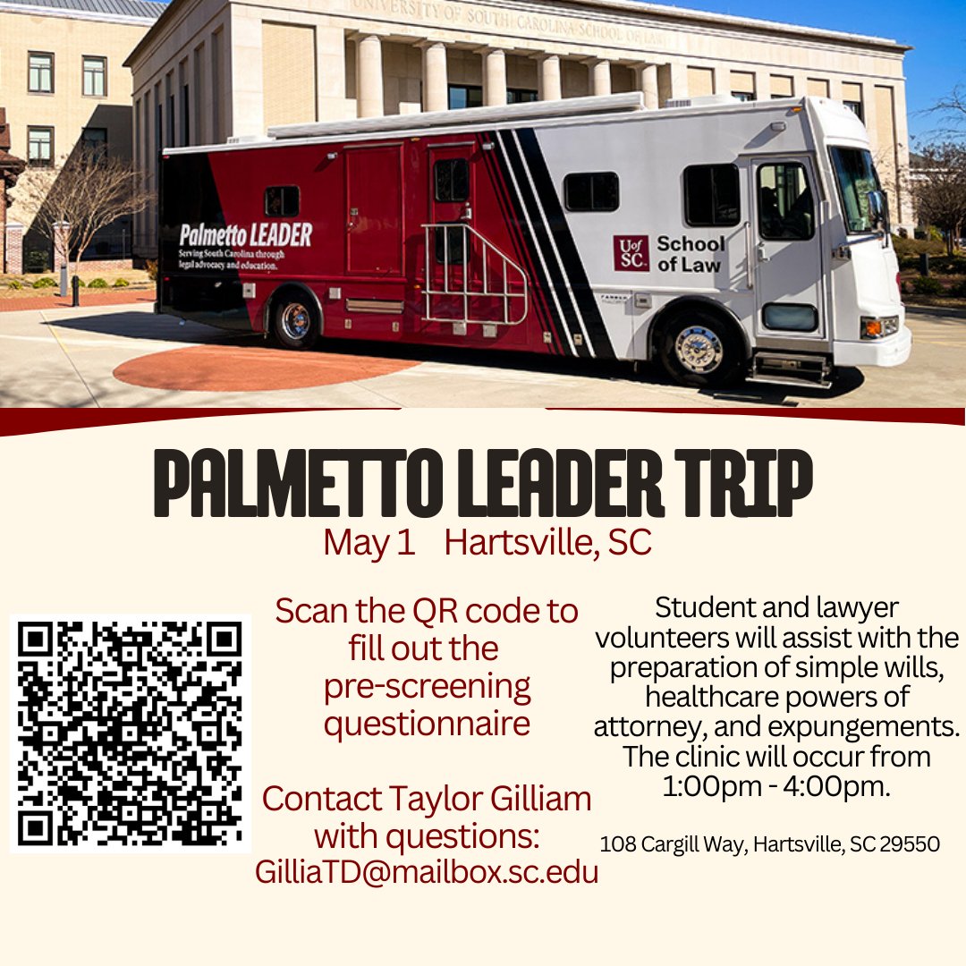 SC Pro Bono in conjunction with the <a href="/SCBAR/">South Carolina Bar</a> are hosting a free legal clinic in Hartsville from 1PM-4PM. The clinic is offering free simple wills, powers of attorney, and help with expungements.