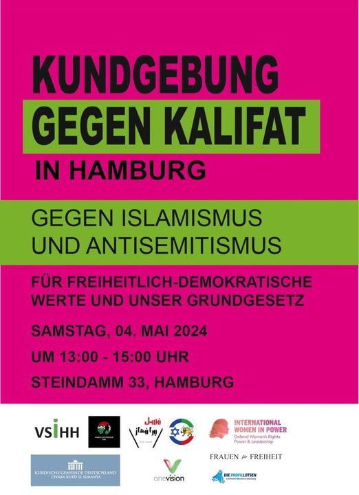 Gegen #Islamismus Gegen #Antisemitismus Nein zum #Kalifat Kundgebung in #Hamburg Ob die @PolizeiHamburg wohl mit Wasserwerfern bereit steht..?