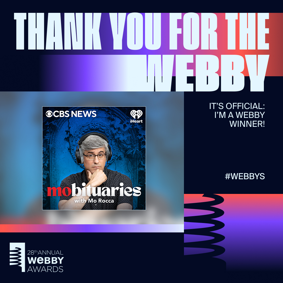 @mobituaries took home a #webbyaward! Congrats to the whole team! Tune in today on the @iheartradio app!