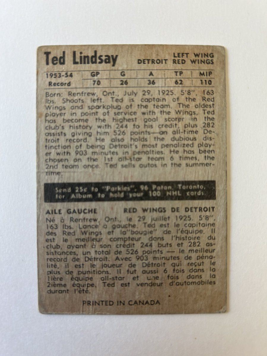 Ted Lindsay loved 1954-55 Parkhurst stack for $30 #lgrw