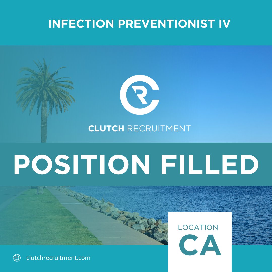 The Infection Preventionist IV positions in California have been filled! 

#InfectionControl #infectionprevention #infectionpreventionandcontrol #infectionpreventionist #cbic #cic #apic #california