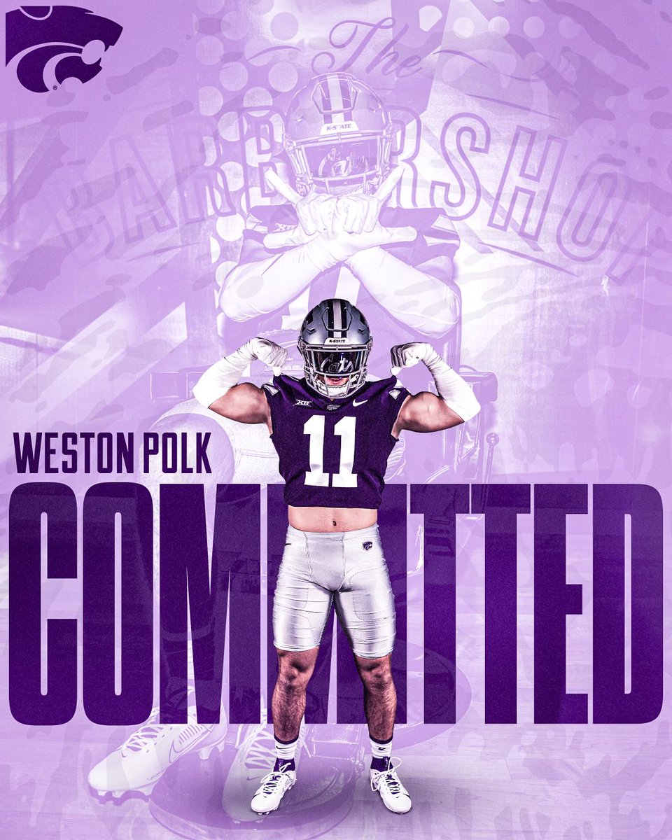 Weston Polk (@westonpolk) on Twitter photo Beyond blessed to announce my commitment to play football at Kansas State University. I’d like to thank God for his plan, my family, and everyone who has supported me along the way. Super excited to be a part of the K-State family!! GO CATS!! #EMAW #KStateFB <a href="/KStateFB/">K-State Football</a>
<a href="/CoachKli/">Chris Klieman</a> Beyond blessed to announce my commitment to play football at Kansas State University. I’d like to thank God for his plan, my family, and everyone who has supported me along the way. Super excited to be a part of the K-State family!! GO CATS!! #EMAW #KStateFB <a href="/KStateFB/">K-State Football</a>
<a href="/CoachKli/">Chris Klieman</a>