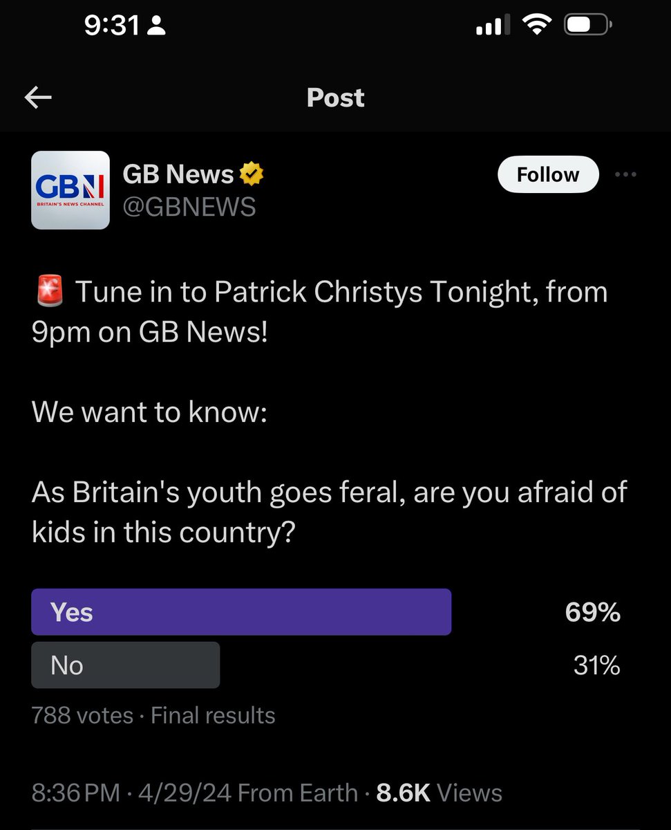 Polls like this one from GB News are open for an ever depleting amount of time before being closed. This one was open for no more than 55 minutes before being closed after a response consistent with GBN’s narrative was achieved. Integrity of the ballot isn’t in GBN’s interest.