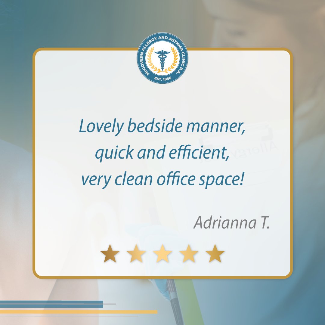 Thank you for the great review, Adrianna!

We strive to make every patient experience smooth and efficiently address your allergy & asthma needs.

Contact us!
📱 713-661-1444
🌐 mcgovernallergy.com

#McGovernAllergy #houstonallergists #allergyseason #springallergies
