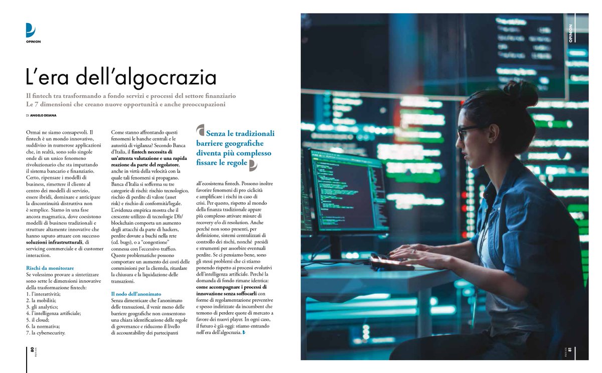 Su Private, la #rivista #top del #private #banking #nazionale e #internazionale, le mie #riflessioni sull'#ERA dell'#algocrazia nel #mondo delle #banche della #finanza e dei #BigData del #futuro...

#Confassociazioni #laretedellereti #ANCP #anpib #auxiliafinance