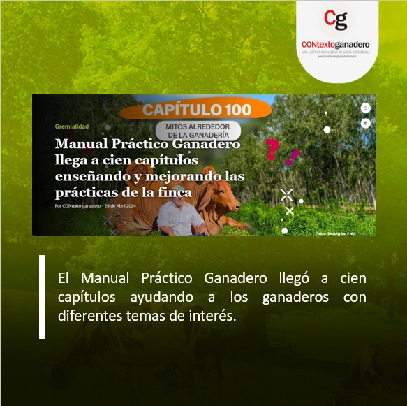 Al cumplirse los cien capítulos del Manual Práctico Ganadero se hace un balance de lo que ha representado para el sector y lo que viene. Lea más aquí: contextoganadero.com/gremialidad/ma… #ManualPracticoGanadero @Fedegan @jflafaurie