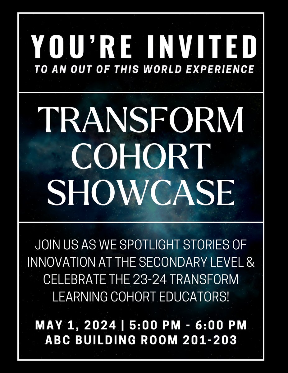 Richardson ISD - We can't wait to celebrate the work of our amazing #RISDTransform cohort teachers at our showcase on 5/1. Please stop by the ABC between 5-6pm to learn how teachers from each secondary campus have leveraged district technology in their classrooms. #RISDWeAreOne