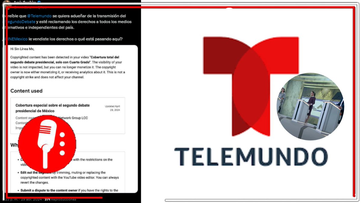 🚨 #Alerta | Telemundo (<a href="/Telemundo/">Telemundo</a>) reclama derechos de transmisión del Segundo Debate Presidencial 2024; "¿qué clase de tratos hay entre la cadena de televisión y el INE?", cuestionan.  acortar.link/92MHtP