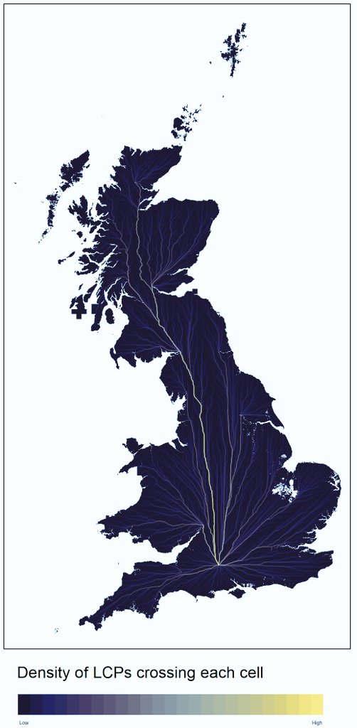 josephlewis1992's tweet photo. Natural terrestrial corridors from across Britain to Stonehenge*

* not to be taken too seriously - mainly for fun, e.g. does not incorporate rivers, assumes that movement optimised for reducing energy expenditure https://t.co/DM3TQyXvTa