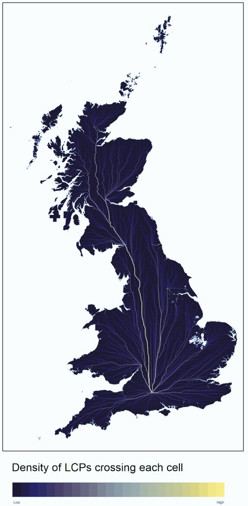 Natural terrestrial corridors from across Britain to Stonehenge* * not to be taken too seriously - mainly for fun, e.g. does not incorporate rivers, assumes that movement optimised for reducing energy expenditure