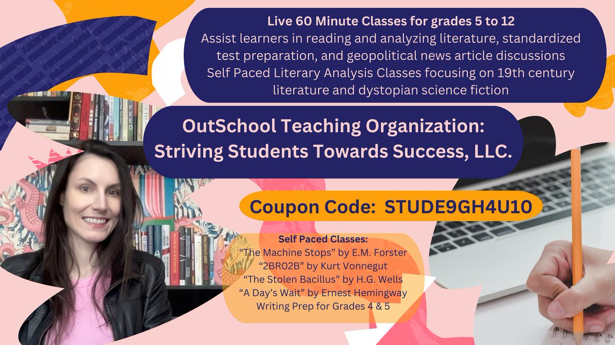 This is a coupon code for $10 off my novel study classes!  #outschool #remotelearning #literature #classes #ela #englishlanguagearts #teacher #online