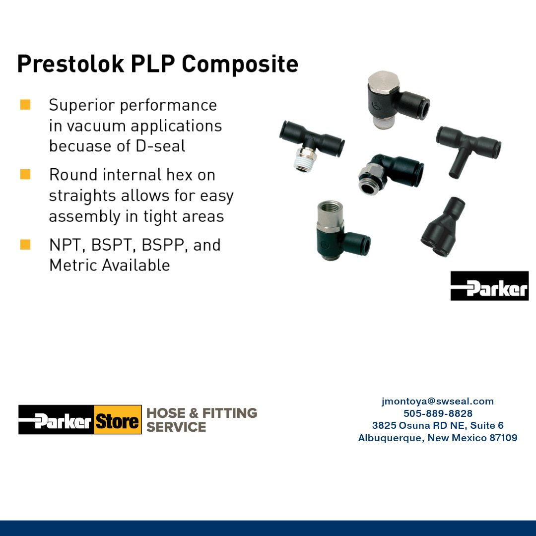 Connect and disconnect tubing quickly with @parkerhannifin Prestolok push to connect fittings. Up to 290 PSI depending on tubing. Good for compressed air and inert gases.
#pneumatic #pneumatics #IndustrialAutomation
