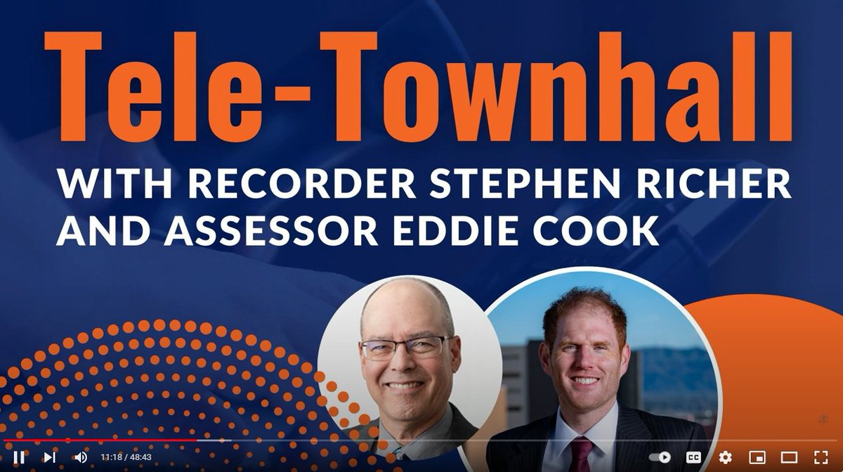 Click the YouTube link below to listen to the recording of Tele-Townhall that we did last week. We cover: 1) Maricopa Title Alert, a program of @RecordersOffice 2) Senior Valuation Protection Program, a program of @MCAssessor, @AssessorEddie We had over 10,000 people call…