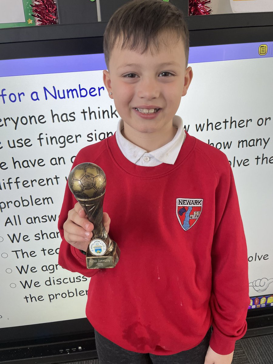 This super P3a forgot to take his football trophy to assembly on Friday. Keep up the good work! #widerachievement @NewarkPrimary @MMowberry96305