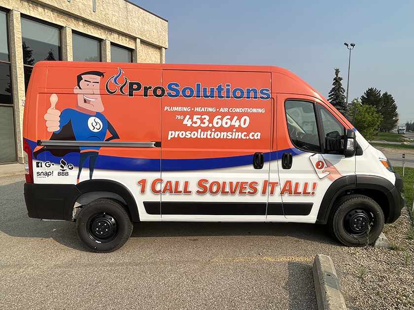 Check out the  vinyl wrap we did for ProSolutions! Have you ever thought about turning your boring old van into a rolling advertisement for your business? 🚐💼 With our custom van wrap services, you can make a statement on the road and attract new customers! 
#VehicleWraps