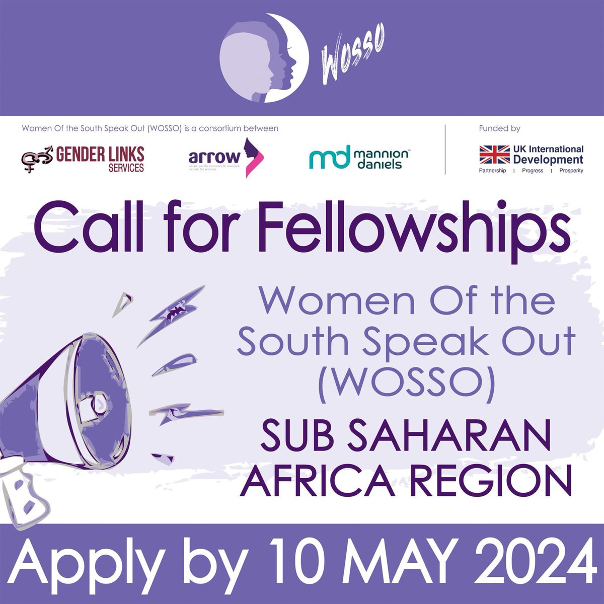 Are you passionate about women's rights and aged 18-35 years? If yes, click the link to apply by midnight Friday 10 May 2024 South African Standard Time (SAST). wosso.grantplatform.com