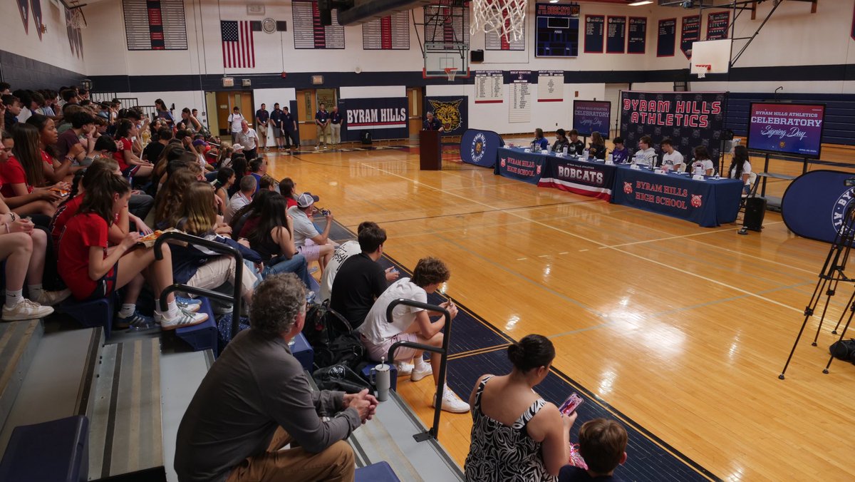 Today, BHHS celebrated its 9 students taking their athletic talents to the next level by playing in college next year. Hosted by the Athletics Department, the students were honored at a ceremonial signing day in the upper gym. #gobobcats