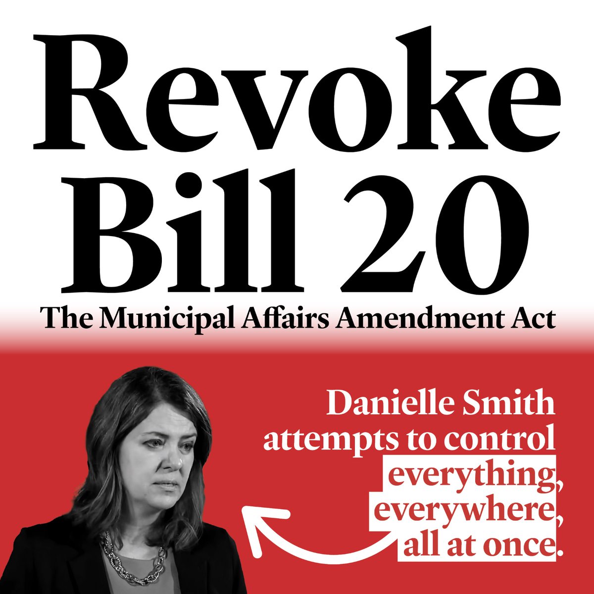 “As Alberta’s gatekeeper-in-chief, Danielle Smith is ripping away not just the rights of Alberta voters, but the ability of municipalities to effectively serve Albertans. She is setting up a totalitarian government for herself that is deeply disturbing.” - @kylekasawski 
#ableg