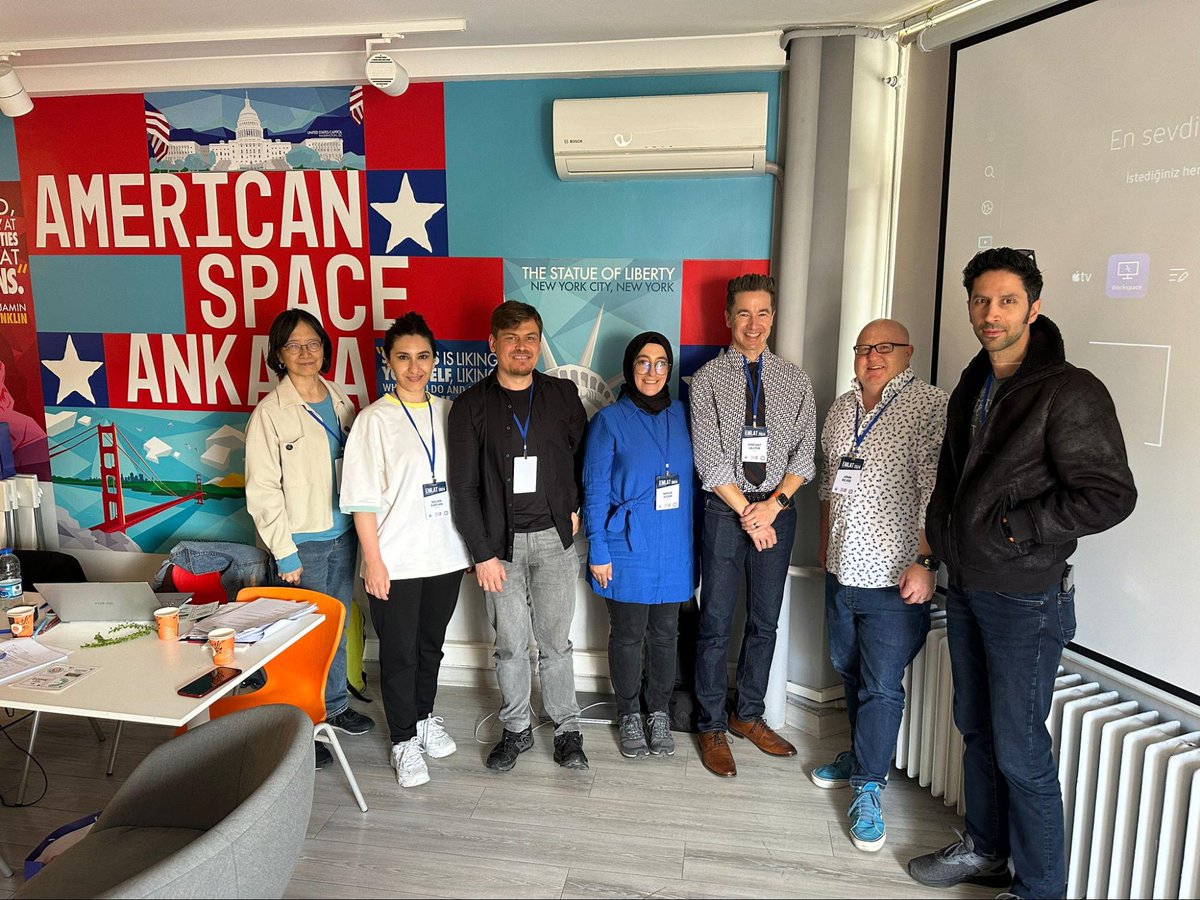 ELPrograms's tweet photo. Vincent Lauter, an #ELSpecialist in #Ankara, used the "English for Media Literacy" @ECAatState OPEN MOOC he built with @ASU to lead curriculum workshops. 20 teachers created materials to support the #MOOC in communities across #Türkiye &amp; #Georgia. https://t.co/gTfNPuYo18