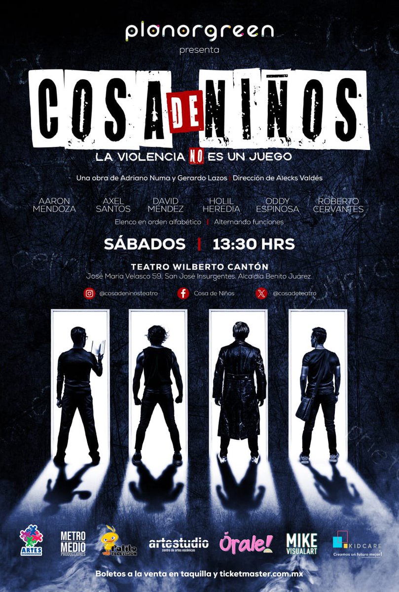 Mañana a las 14hrs conéctense a las redes de @RadioGsei para este diálogo sobre el #AcosoEscolar y nuestra obra de teatro #CosaDeNiños con @leo_poblete y @adriano_numa porque la violencia no es un juego.