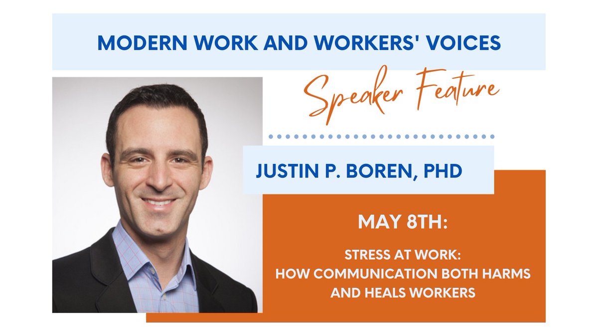 Dr. Justin Boren is an associate professor at SCU where he studies how social support networks impact the experience of co-worker stress. On 5/8, he will be speaking at Modern Work and Workers' Voices: na.eventscloud.com/24clls/ #OEHS #WorkersRights #FutureOfWork #CaliforniaLaborLab