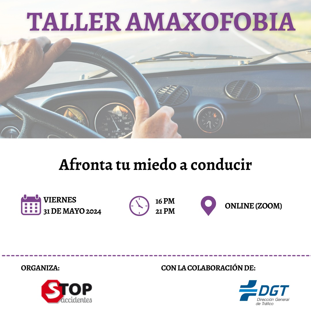 🤔 ¿Conoces la amaxofobia? Es el miedo irracional que puede sentirse al conducir un vehículo 🚗Organizamos un taller online dirigido a aquellas personas que experimenten miedo y tensión al conducir 🗓️31 de mayo de 16h a 21h online (zoom) ✍️👉Inscripciones: sslstopaccidentes.org/talleres.html