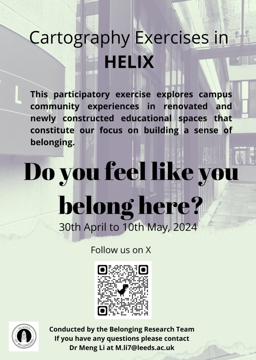Calling staff and students at the @UniversityLeeds to reflect on their @UOLbelonging experiences! Come to #HELIX and take part in our cartography exercise if you are around! #Belonging #Campuslife #Campuscommunity @diervilla @policyleeds @UoLSSI