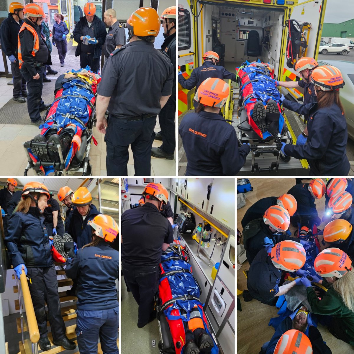 At our training session this week, a number of our volunteers took part in a casualty treatment and extrication exercise. Some of the skills practiced included patient assessment, seizure management, spinal injury management, patient transport, and handover. @CivilDefenceIRL
