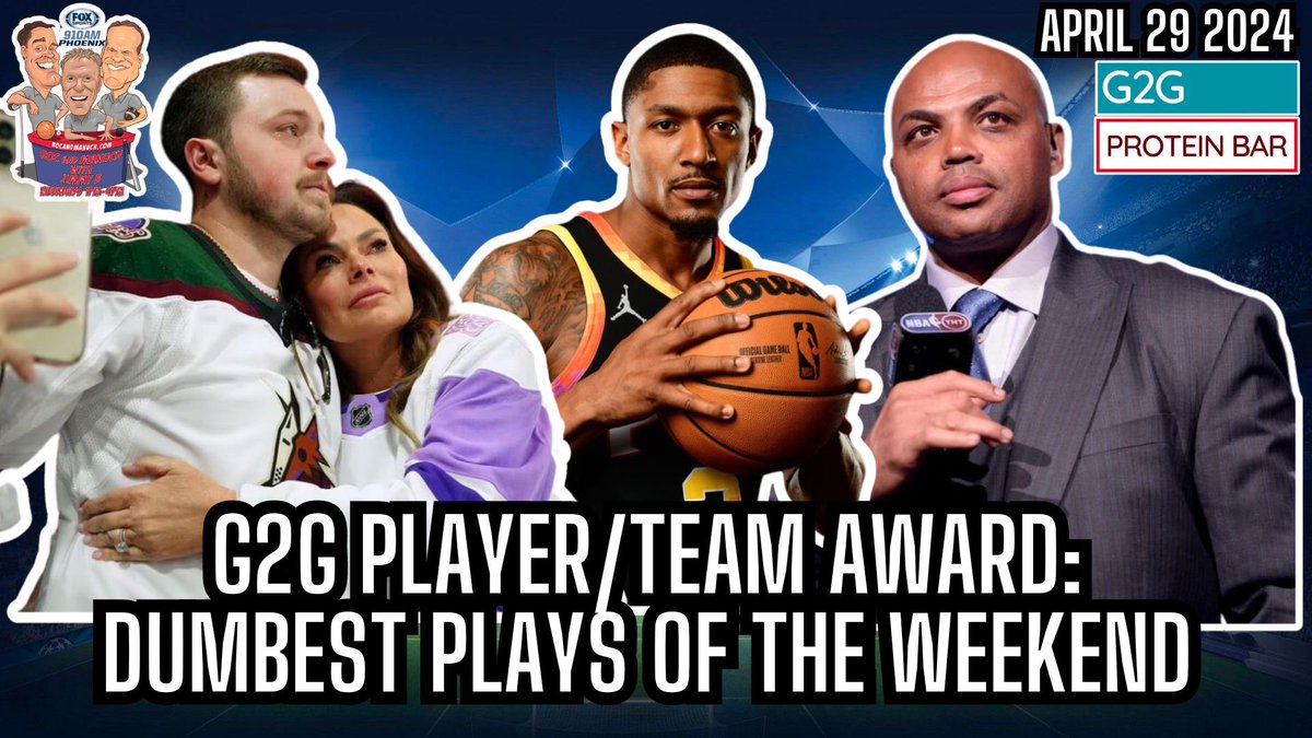 .@Good2GoBar Player/Team Award for DUMBEST Plays of the Weekend! @foxsports910 @SportsRadioRoc: Charles Barkley @QBManuch: Bradley Beal @JimmyBRadio: Coyotes Fans WATCH: youtu.be/C8neAHC7t4M?si…