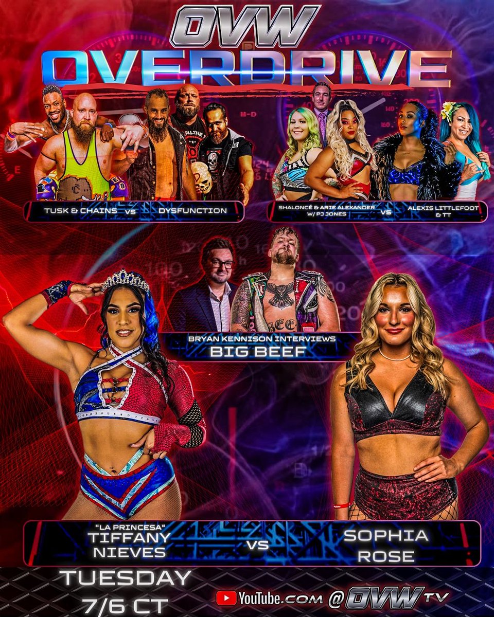 Don't miss it tomorrow of cheer the our La Princesa @TiffanyNieves_ in her match against @The_SophiaRose on #OVWOVERDRIVE