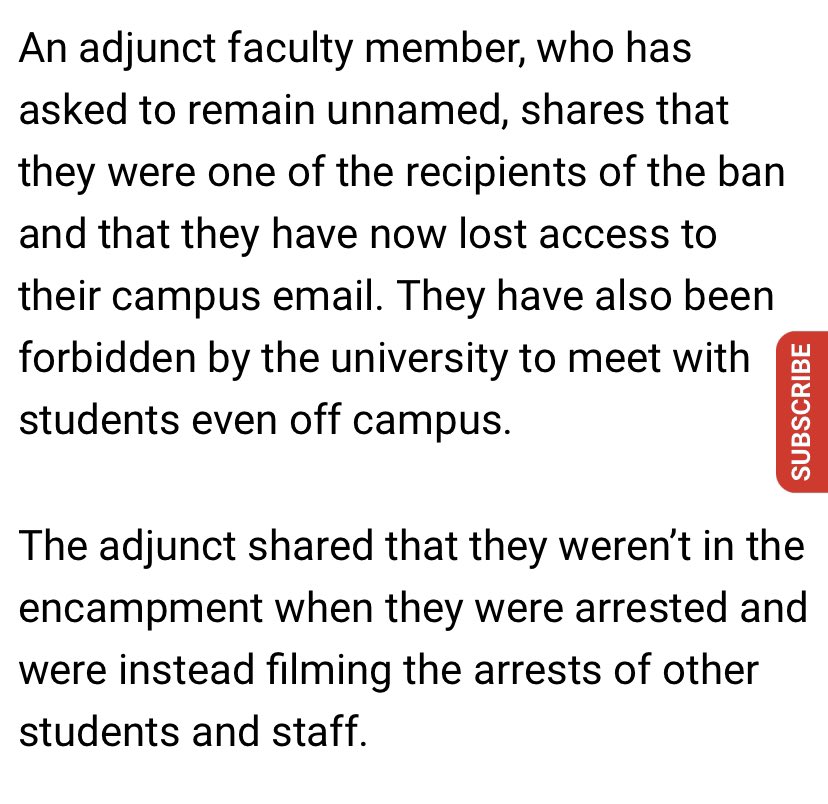 What a profoundly unnecessary and heavy-handed decision by WashU. The professors — even the ones who were only filming interactions — cannot access email or even meet in an off campus setting with students or staff. This is just wholly and patently irresponsible. Wow.